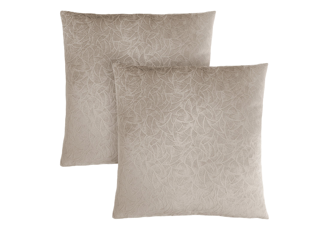 Pillows, Set Of 2, 18 X 18 Square, Insert Included, Decorative Throw, Accent, Sofa, Couch, Bedroom, Beige Hypoallergenic Polyester, Modern Taupe Polyester Polyester