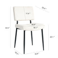 Modern Beige Simple Velvet Dining Chair Fabric Upholstered Chair Home Bedroom Stool Back Dressing, White Round Table Set, Chair Black Metal Legs Set Of 5 White Mdf