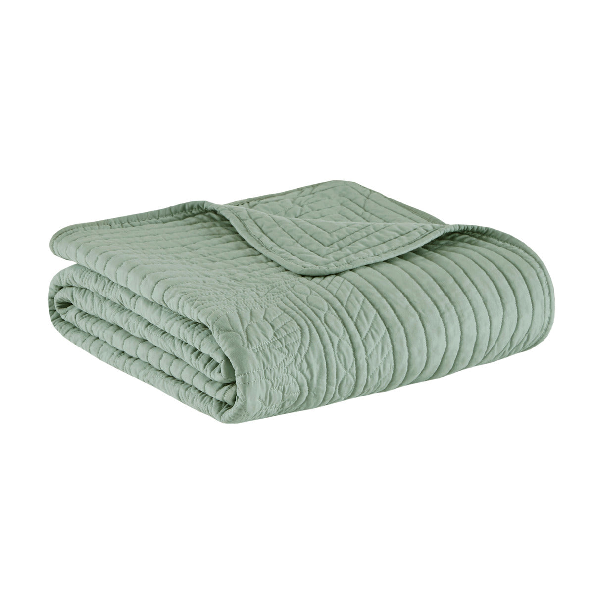 Oversized Quilted Throw With Soped Edges Seafoam 60X72" Seafoam Microfiber
