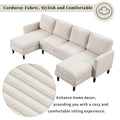 U Shaped Sponge Filled Cushion Combination Sofa, Suitable For Living Rooms, Studies, And Spacious Spaces Beige Polyester 4 Seat