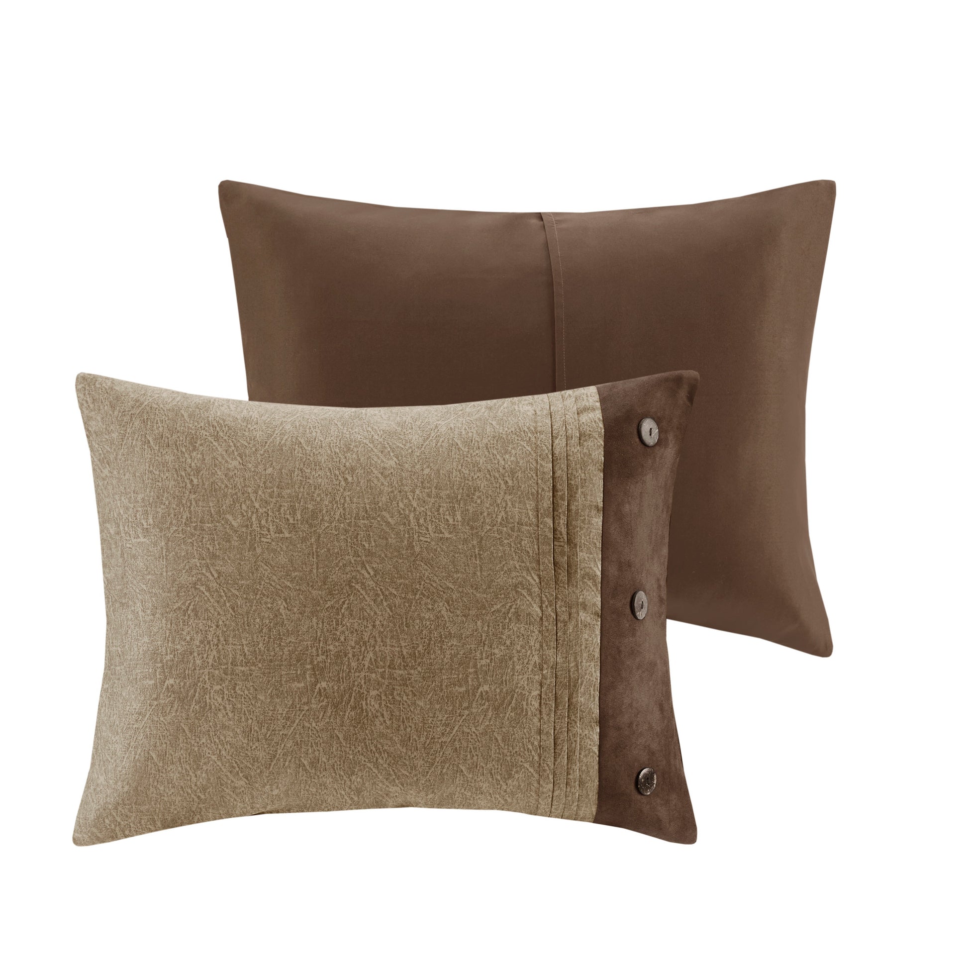 7 Piece Faux Suede Comforter Set Brown King King Brown Polyester
