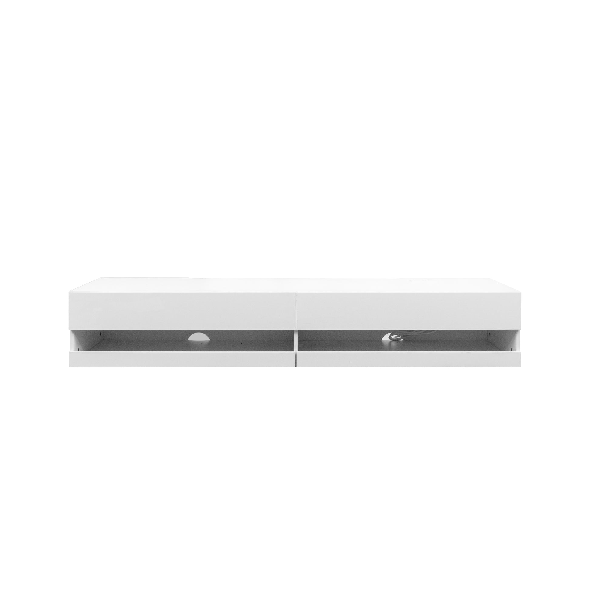 180 Wall Mounted Floating 80" Tv Stand With 20 Color Leds And Charging Station White 70 79 Inches Mdf