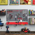 Durhand 54 Piece Pegboard And Shelf Tool Organizer Wall Mounted Diy Garage Storage With 50 Hooks Grey Plastic