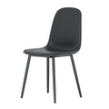 Modern Minimalist Black Dining Chair Set Four Chairs Per Box, Stable And Comfortable.Modern Mid Century Style Upholstered Side Chairs,Spoon Shaped Chairs With Black Metal Legs. Black Metal,Pu