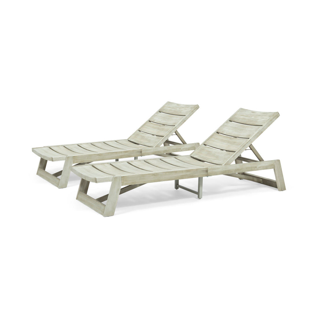 Maki Chaise Lounge Set Of 2 Grey Metal & Wood