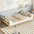 Twin Bed With Headboard, Footboard, Safeguards, Built In Bed End Book Storage Rack ,White Twin White American Design Pine