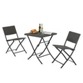 Rattan Patio Bistro Set, 3 Piece Foldable Outdoor Patio Furniture Sets, With Folding Table And Two Chairs, For Garden, Backyard, Pool, Lawn, Porch, Balcony, All Weather Rattan Style Gray Pe Rattan Iron