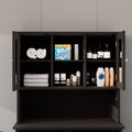 Two Compartment Tilt Out Dirty Laundry Basket Tall Bathroom Cabinet With 2 Adjustable Shelves Black Black Mdf