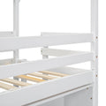 Twin House Loft Bed With Roof Frame, Under Bed Shelving Storage Unit, Guardrails, Ladder,White Twin White Bedroom American Design Pine Pine