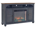Americana 66 In Fireplace Tv Stand For Tvs Up To 80 Inches, Corduroy Blue Finish Blue 80 89 Inches Rubberwood Rubber Wood
