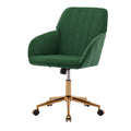 Ty Adjustable Office Chair, Home Bedroom, Ergonomic Swivel Chair, Backrest Seat, Comfortable For Long Sitting Green Velvet