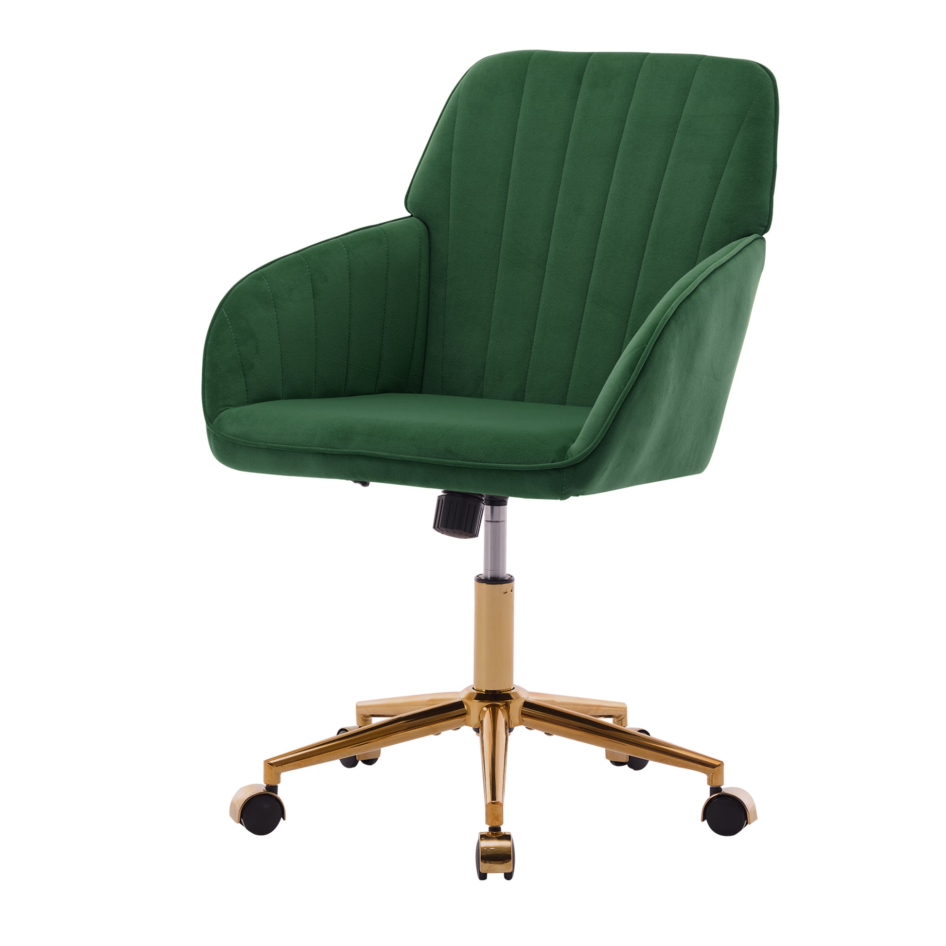 Ty Adjustable Office Chair, Home Bedroom, Ergonomic Swivel Chair, Backrest Seat, Comfortable For Long Sitting Green Velvet