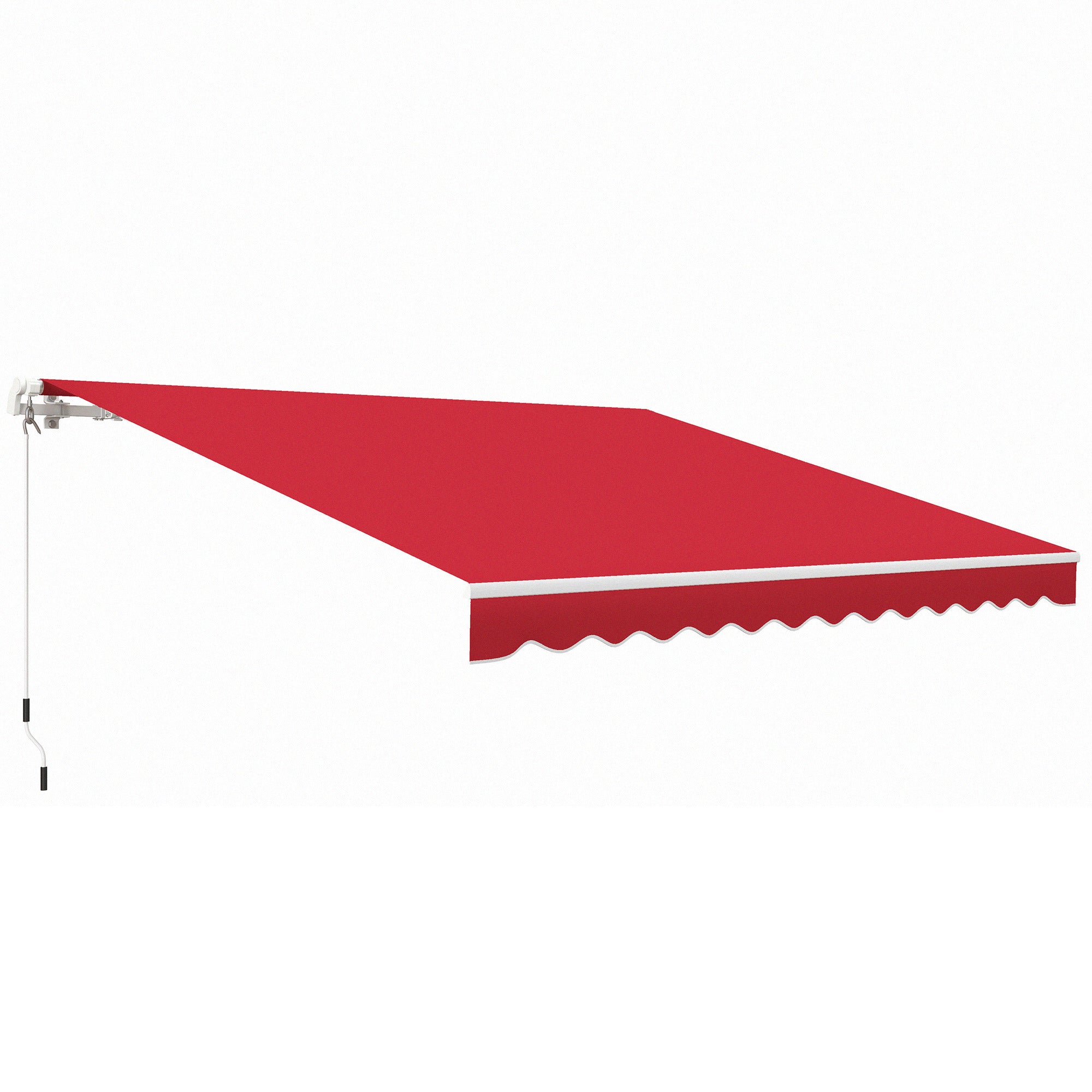 Outsunny 12' X 10' Retractable Awning Patio Awnings Sun Shade Shelter With Manual Crank Handle, 280G M Uv & Water Resistant Fabric And Aluminum Frame For Deck, Balcony, Yard, Wine Red Wine Red Aluminum