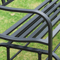 Outsunny Outdoor Glider Bench, Glider Bench For Outside Patio With Armrests, Slatted Seat & Backrest, Loveseat With Power Coated Steel Frame, Black Black Steel
