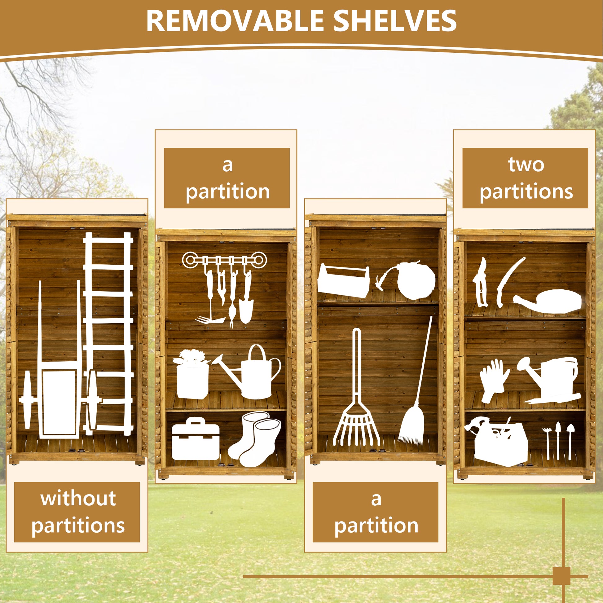 Outdoor Storage Cabinet, Wood Garden Shed, Pool Storage Shed With Lockable Door, Waterproof Roof And 2 Removable Shelves, Vertical Outside Storage Shed For Patio, Backyard And Lawn Natural Wood Wood