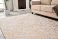 Luxury Machine Washable Beige Abstract Gold Gilded Chinchilla Faux Fur Area Rug Beige Gold Polyester