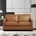 Naples Leather Loveseat Cognac Down Filling Genuine Leather