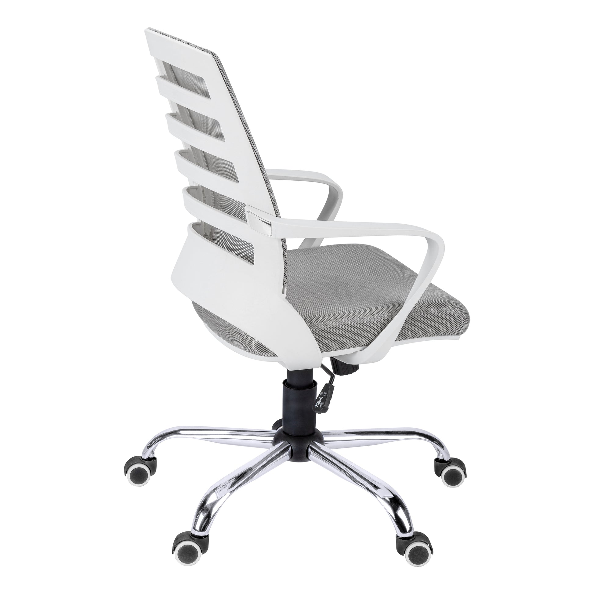 Office Chair, Adjustable Height, Swivel, Ergonomic, Armrests, Computer Desk, Work, Grey Mesh, Chrome Metal, Contemporary, Modern White Foam Polyester