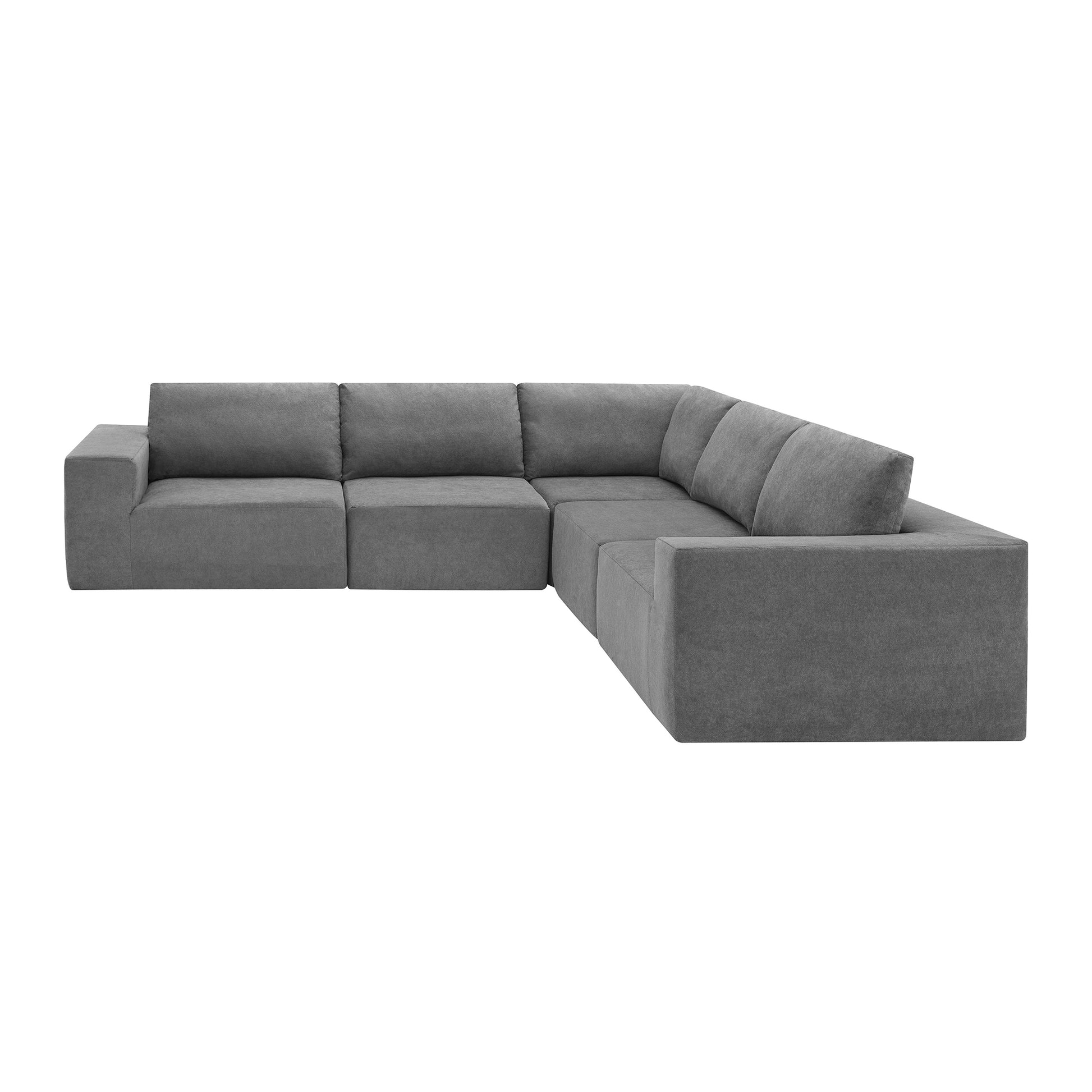 116*116" Modular L Shaped Sectional Sofa,Luxury Floor Couch Set,Upholstered Indoor Furniture,Foam Filled Sleeper Sofa Bed For Living Room,Bedroom,5 Pc Free Combination,3 Colors Gray Fabric 5 Seat