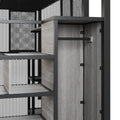 Full Size Metal Loft Bed With Wardrobe, Desk, Storage Shelves, Black Expected Arrival Time: 10.3 Box Spring Not Required Full Black Metal Mdf Metal