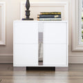 Elegant Nightstand With Metal Handle,Mirrored Bedside Table With 2 Drawers For Bedroom,Living Room,White White 2 Drawers Mdf Metal