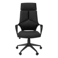 Office Chair, Adjustable Height, Swivel, Ergonomic, Armrests, Computer Desk, Work, Black Fabric, Black Metal, Contemporary, Modern Black Foam Polyester