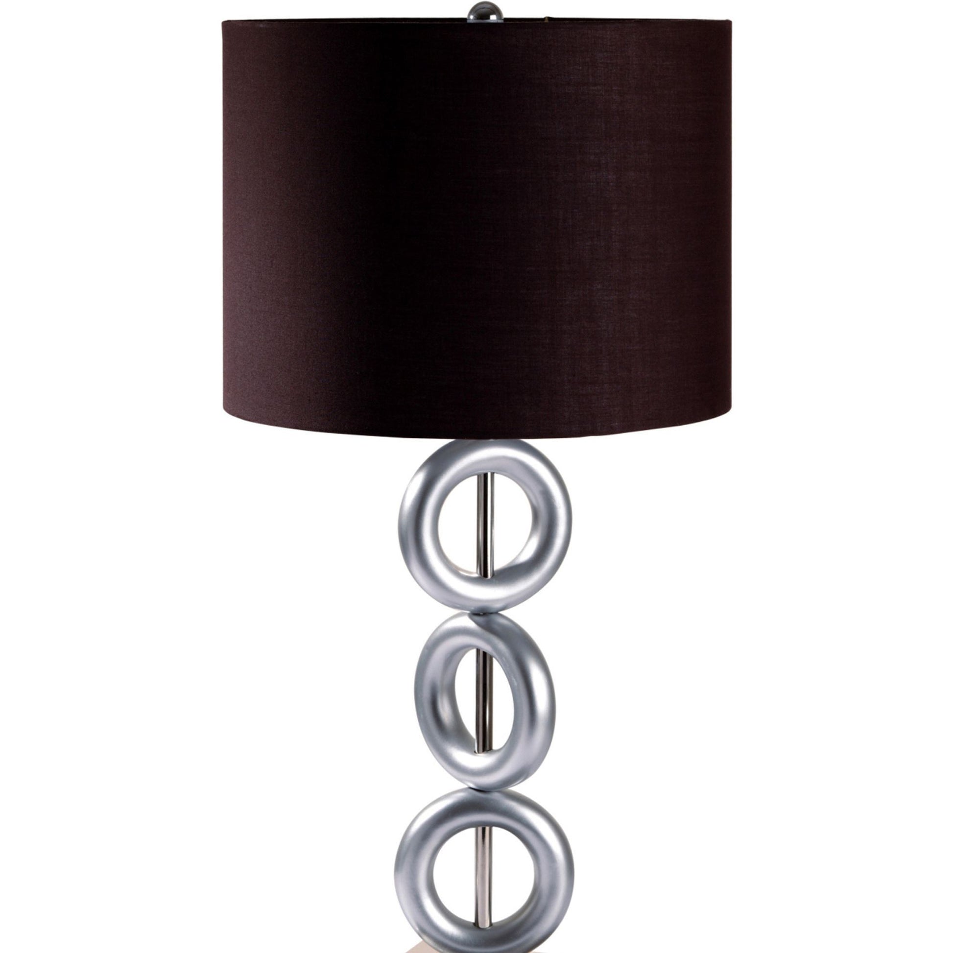 29" Tall Metal Table Lamp With Silver Finish, Ring Style, Espresso Round Shade Multicolor Metal