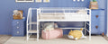 Mid Loft Bed With Storage Stairs, Twin, White Twin White Mdf Metal