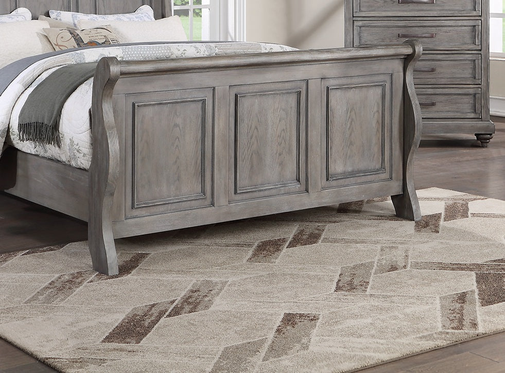 Grey Sleigh Design Headboard Fb 1Pc Eastern King Size Panel Bed Beautiful Wooden Bedroom Furniture Antique Gray Oak Finish Box Spring Required King Antique Gray,Gray Wood Bedroom