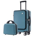 Carry On Luggage 20 Inch Front Open Luggage Lightweight Suitcase With Front Pocket And Usb Port, 1 Portable Carrying Case Blue Abs