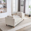 77.95'' Wide Modern Double Sided Upholstered Chaise Lounge Indoor,Chenille Fabric Sleeper Sofa Couch With 4 Throw Pillows, Daybed With Rubberwood Legs For Living Room, Bedroom, Apartment,Beige Beige