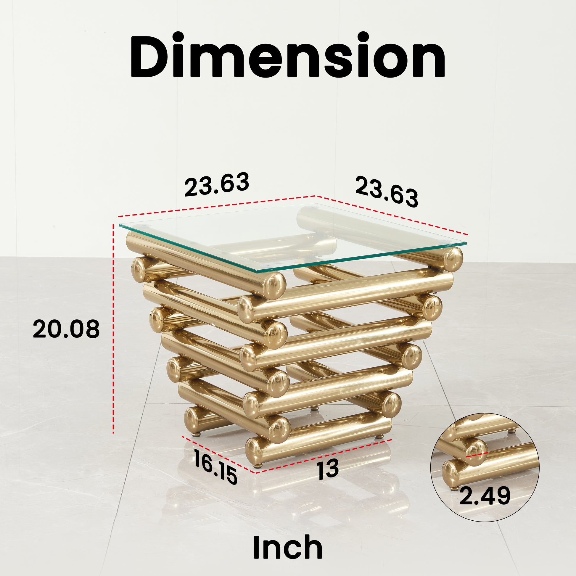 Modern Stainless Steel Coffee Table Set Set Of 2 , Clear Tempered Glass Table Top, Coffee Table & End Side Table 2 Pieces Sets For Living Room, Gold Clear,Gold Modern Open Storage Stainless