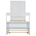 Twin Size Platform Bed With Storage Headboard And Footboard, Pull Out Shelves And Twin Size Trundle, White Box Spring Not Required Twin White Wood Bedroom Bed Frame Solid Wood Mdf