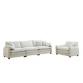 Mid Century Modern Sofa Set Of Two, One 3 Seater Sofa And One Single Seat Sofa With 2 Arm Pillows And 4 Throw Pillows,2 Pieces Sofa Set For Living Room, Beige Corduroy Fabric Beige Corduroy 4 Seat