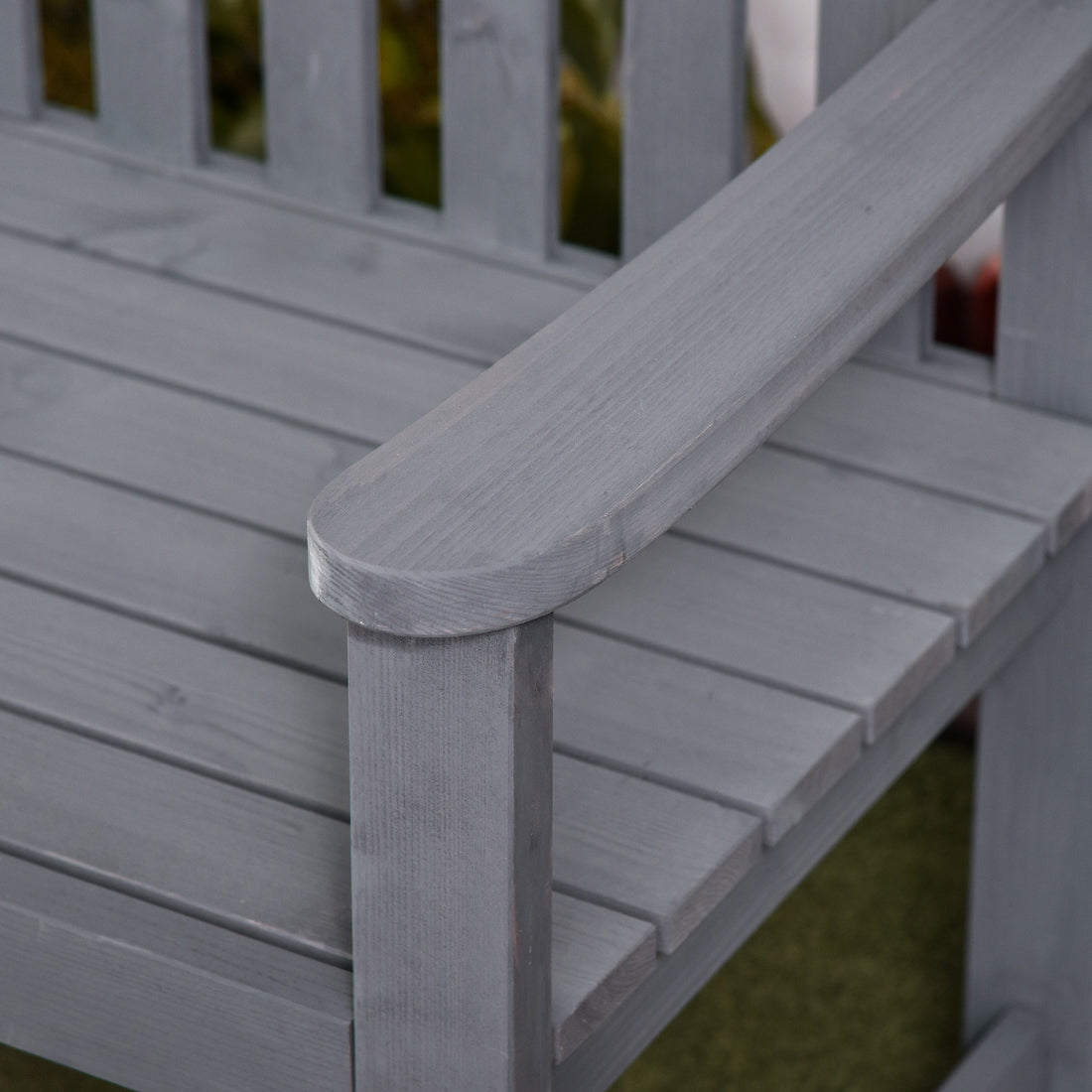 Outsunny 56" Outdoor Wood Bench, 2 Seater Garden Bench With Backrest And Armrest, Patio Bench For Patio, Porch, Poolside, Balcony, Gray Gray Wood