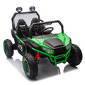 24V Two Seater Kids Ride On Utv W Parents Control,400W Super Power,Four Wheel Suspension,Led Light With Rear Searchlight,Bluetooth,Mp3,Music,Rear Storage Space,Speeds 3.73 4.97Mph For Kids Aged 3 . Green 50 99 Lbs Polypropylene