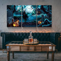 3 Pcs Halloween Wall Decor Wall Art With Lights Halloween Decorations With Spooky Pumpkins For Party Living Room Decorative Wall Art 2436Inch Thickness 1.5Inch Multicolor Halloween Renaissance Modern Canvas