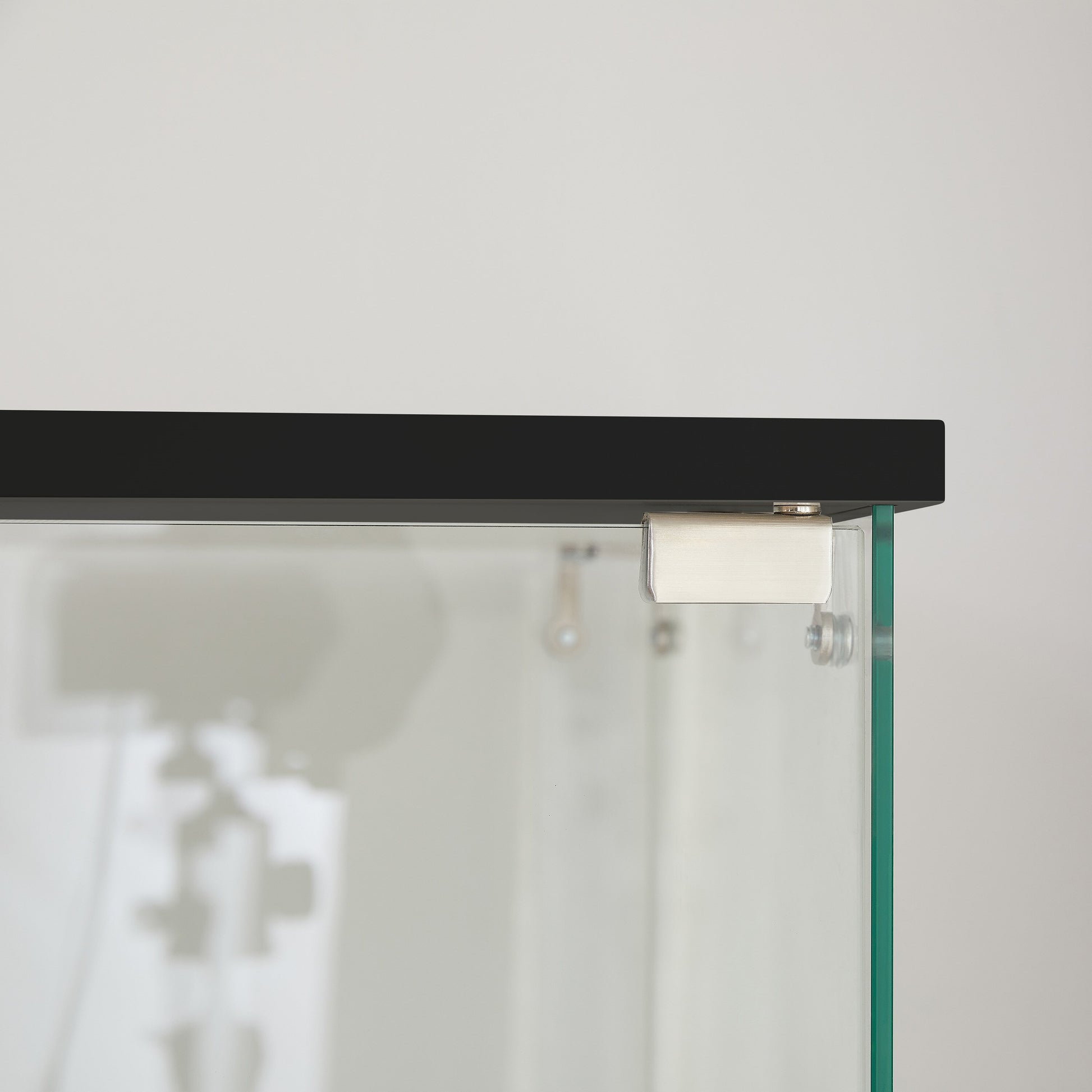 4 Tier Glass Display Cabinet, Single Door Glass Cabinet With Lock And Wheels, Floor Standing Storage Cabinet With 3 Acrylic Shelves For Living Room, Bedroom And Office, Black, 15.8"L X 14.2"W X