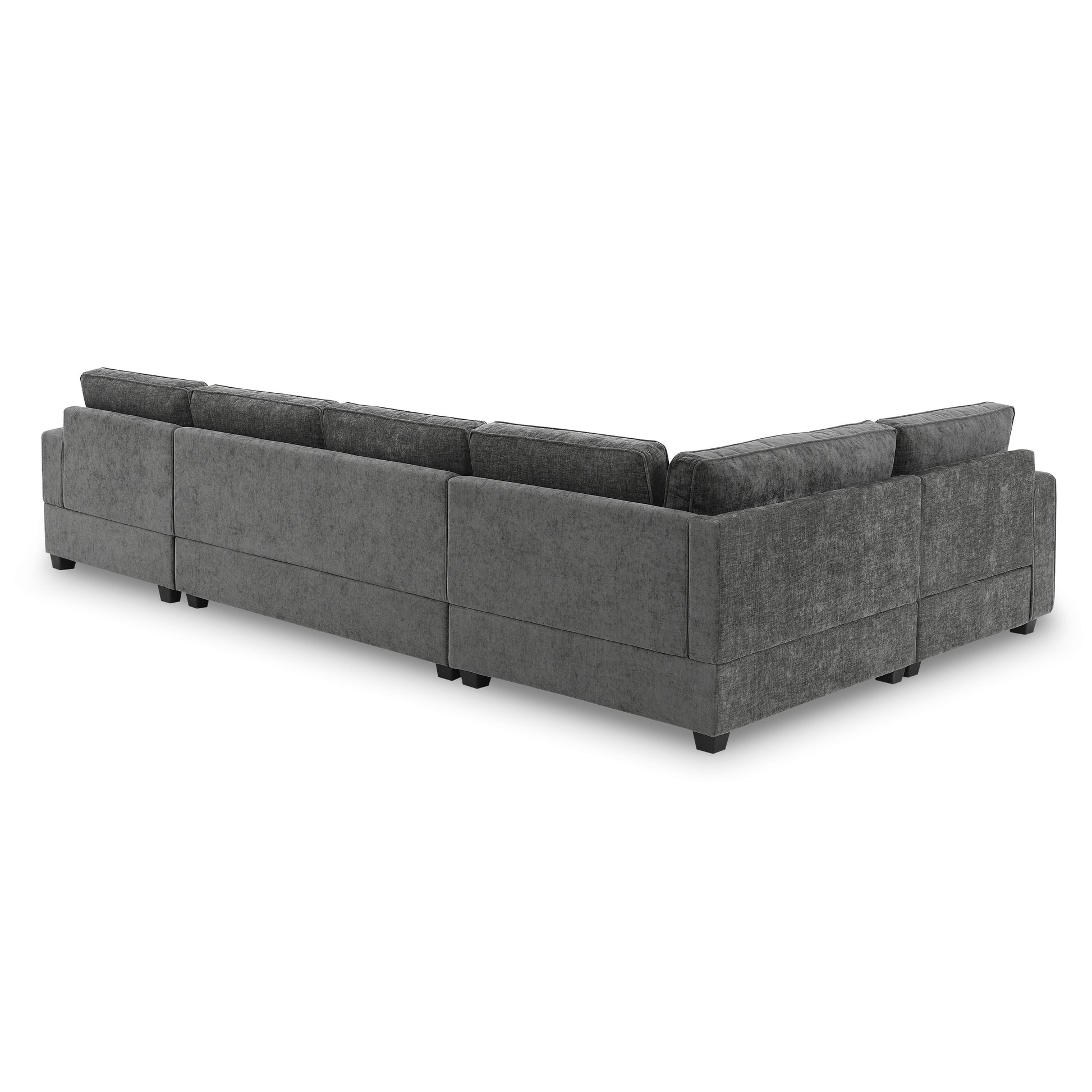 119*67" U Shaped Sectional Sofa,6 Seat Chenille Couch Set With Oversized Chaise Lounge,Irregular Corner,Deep Seat Comfy Sofa With Cup Holders For Living Room,Apartment,2 Colors Dark Gray Chenille 6