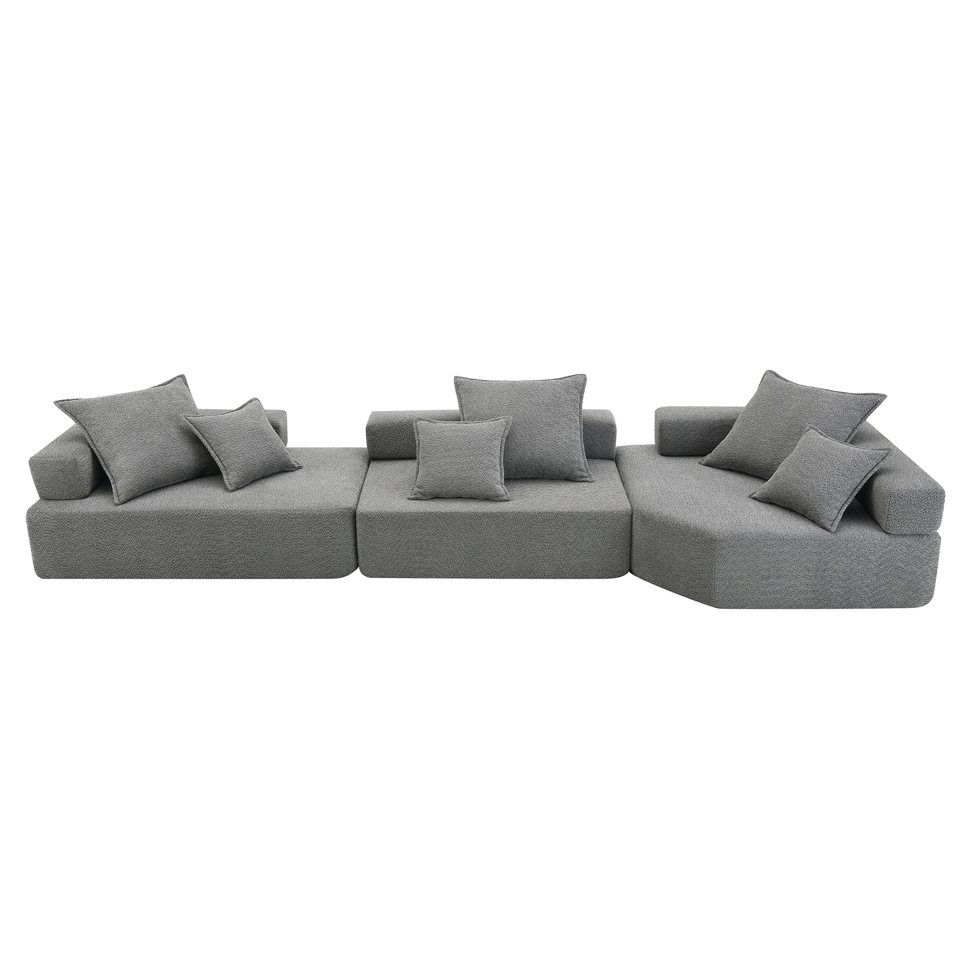 Oversized Modular Sectional Sofa,Luxury Boucle Floor Couch Set,Convertible Sleeper Couch,Spacious Foam Filled Sofa Bed For Living Room,3 Pc Free Combination,2 Colors Gray Boucle 5 Seat