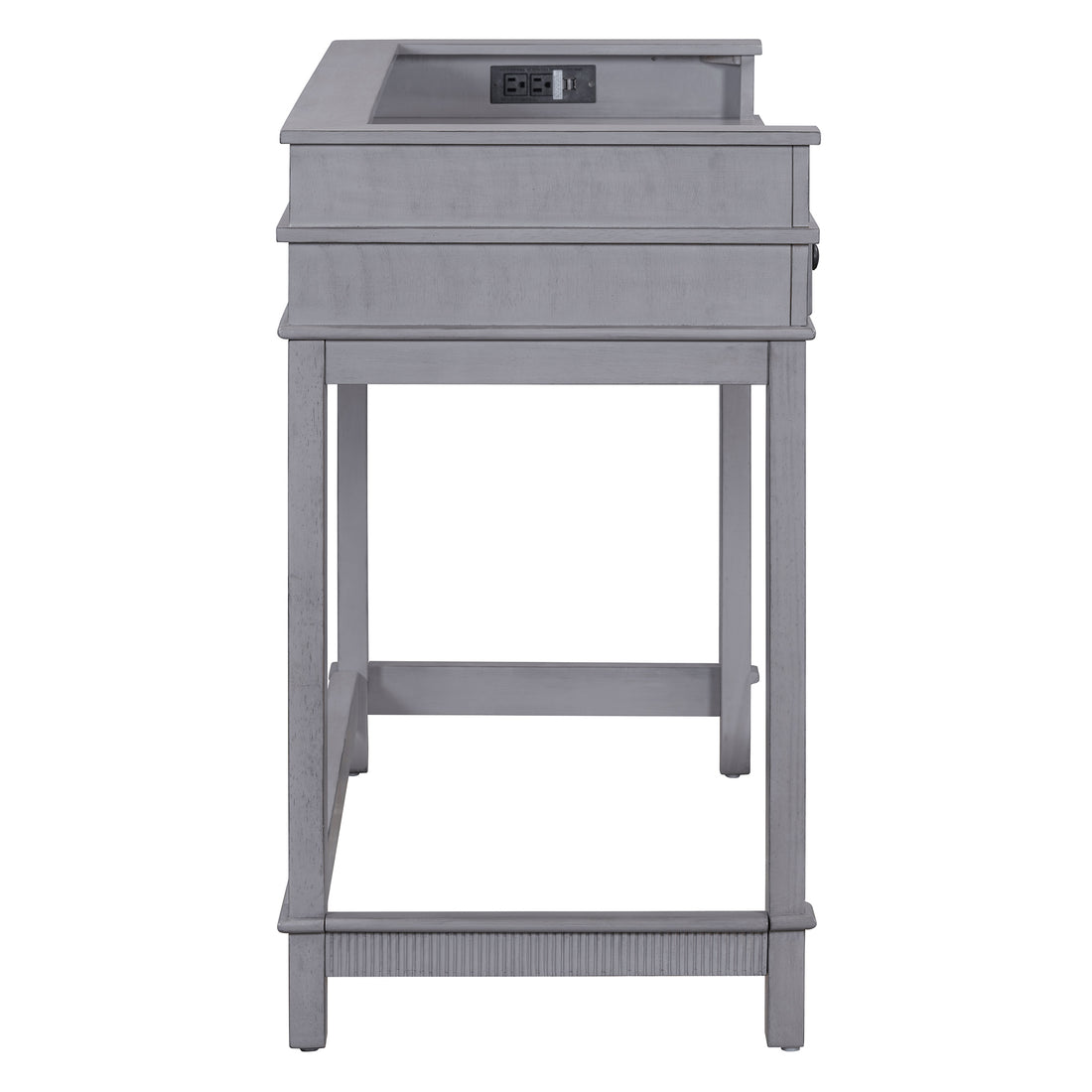 4 Piece Dining Table Set For 3, Retro Kitchen Table And Chairs Set With 3 Storage Drawers, Ideal For Small Spaces Gray Gray Mdf,Rubber Wood