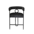 Coolmore Bar Stools Set Of 2, Modern Bar Stool With Back, Black Metal Frames, Upholstered Bar Stools For Kitchen Island, Pub, Club Black Chenille Black Foam Chenille