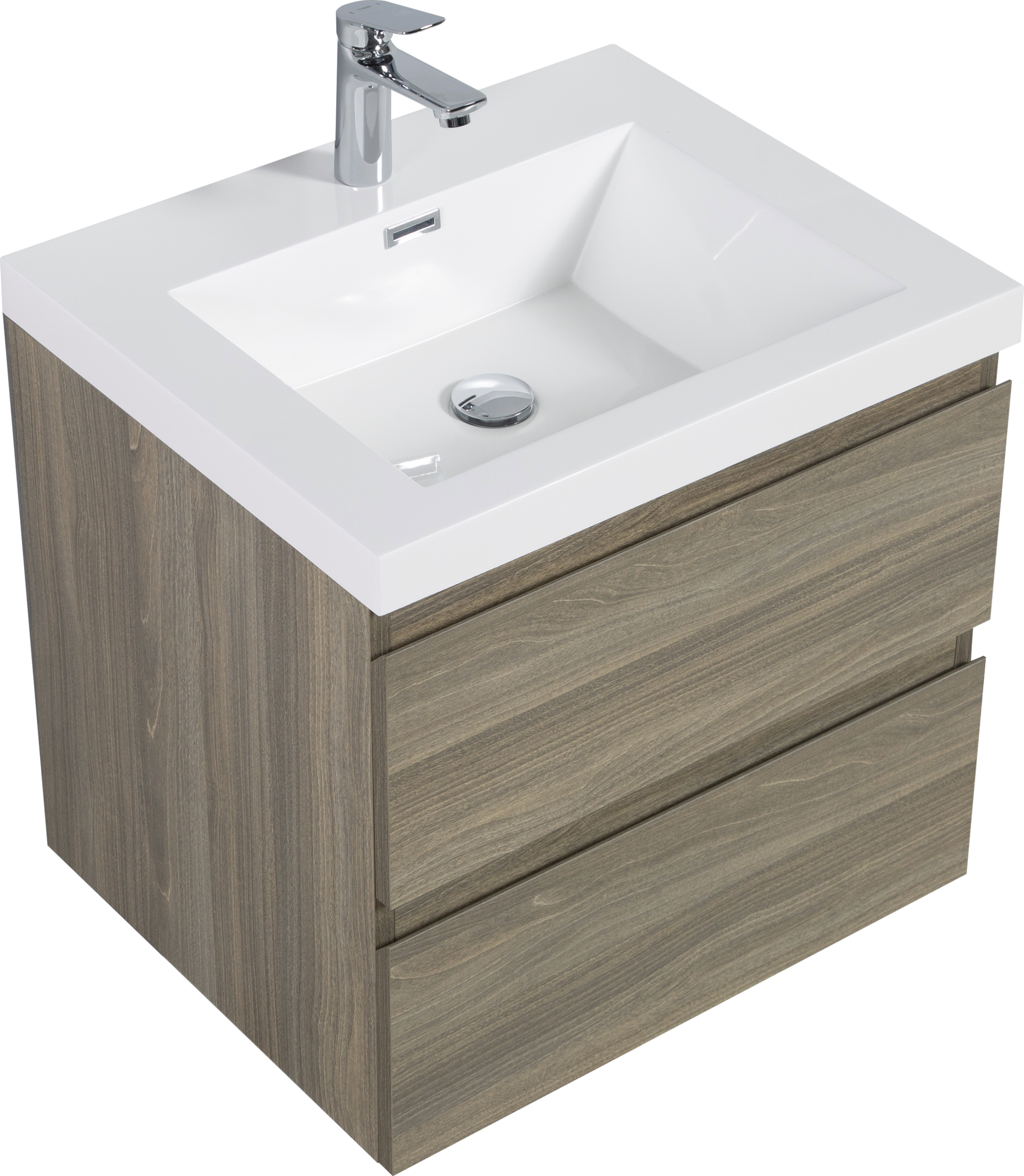 24" Floating Bathroom Vanity With Sink, Modern Wall Mounted Bathroom Storage Vanity Cabinet With Resin Top Basin And Soft Close Drawers, Ash Grey 24V11 24Ag 2 Grey Bathroom Wall Mounted Melamine