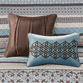 5 Piece Jacquard Quilt Set With Throw Pillows Blue Full Queen Full Blue Cotton