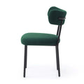 Dining Chairs Set Of 2,Round Upholstered Sherpa Fabric Dining Room Chairs With Curved Backrest,Mid Century Modern Accent Chairs With Black Metal Legs For Dining Room,Living Room,Kitchen Green Foam Teddy
