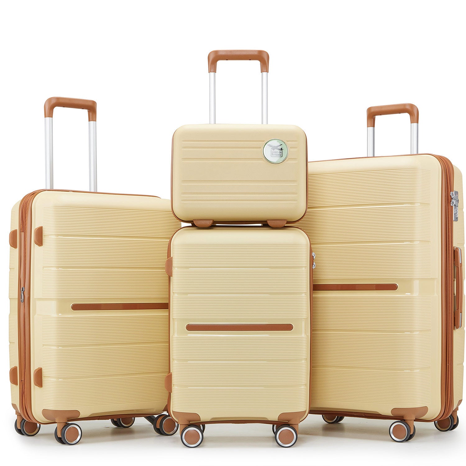 Luggage Sets 4 Piece 14 20 24 28 Pp Lightweight & Durable Expandable Suitcase Apricot Cream Polypropylene