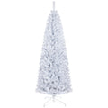 Homcom 6Ft Pencil Christmas Tree, Unlit Artificial Christmas Tree Slim Douglas Fir Xmas Tree With Realistic Branches, Halloween Tree With 618 Tips, White White Plastic