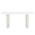 Cream Style Mdf White Dining Table.It Is A Furniture With A Warm And Soft Appearance, Suitable For Creating A Comfortable And Friendly Dining Environment, Suitable For Kitchens, Dining Rooms,Etc. White Mdf