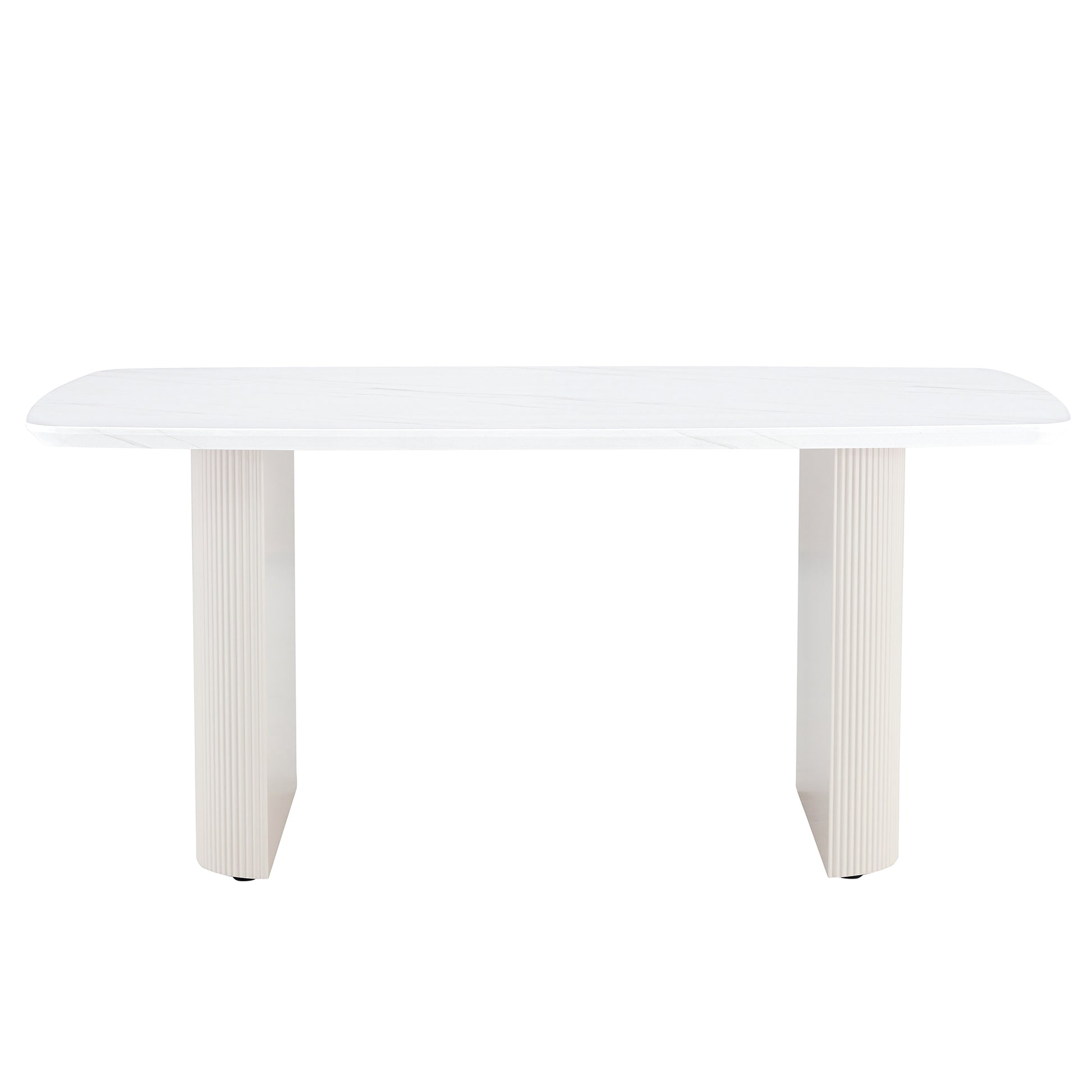 Cream Style Mdf White Dining Table.It Is A Furniture With A Warm And Soft Appearance, Suitable For Creating A Comfortable And Friendly Dining Environment, Suitable For Kitchens, Dining Rooms,Etc. White Mdf