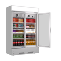 Commercial Refrigerator 2 Glass Door Reach In Cooler, Commercial Display Merchandiser Fridge, Capacity 17.1 Cuft, Etl Approved, Silver Silver Steel